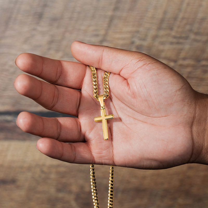To My Son – Love, Dad Cross on Cuban Link Chain