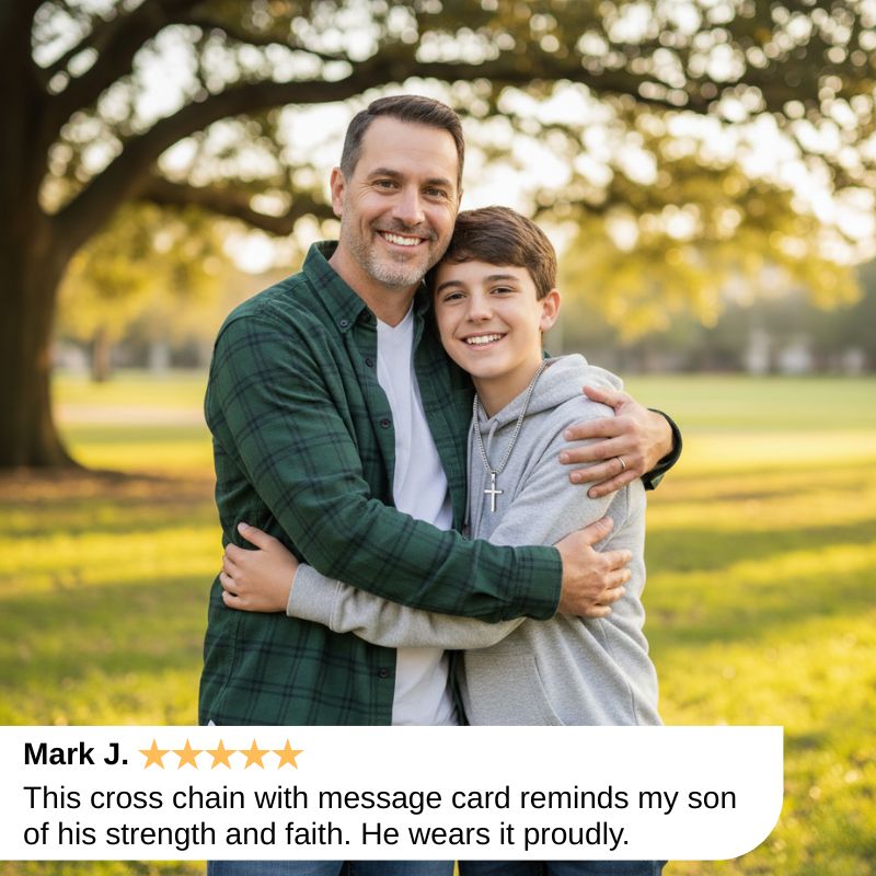 To My Son – Love, Dad Cross on Cuban Link Chain - Krestella