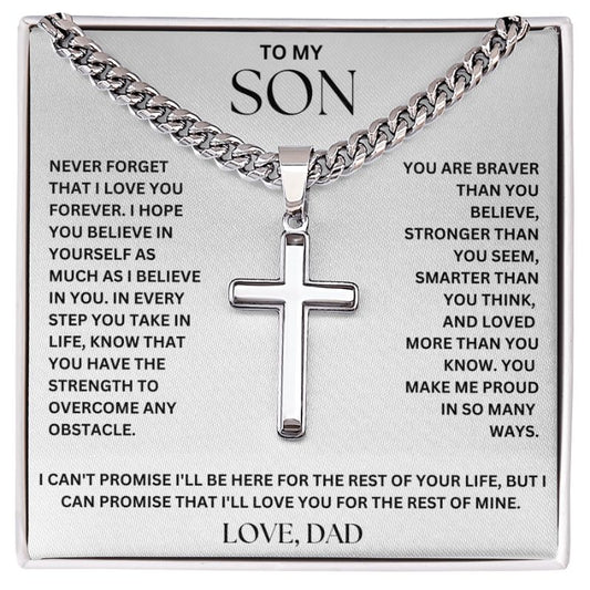 To My Son – Love, Dad Cross on Cuban Link Chain - Krestella