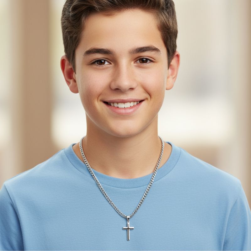 To My Son – Love, Dad Cross on Cuban Link Chain - Krestella