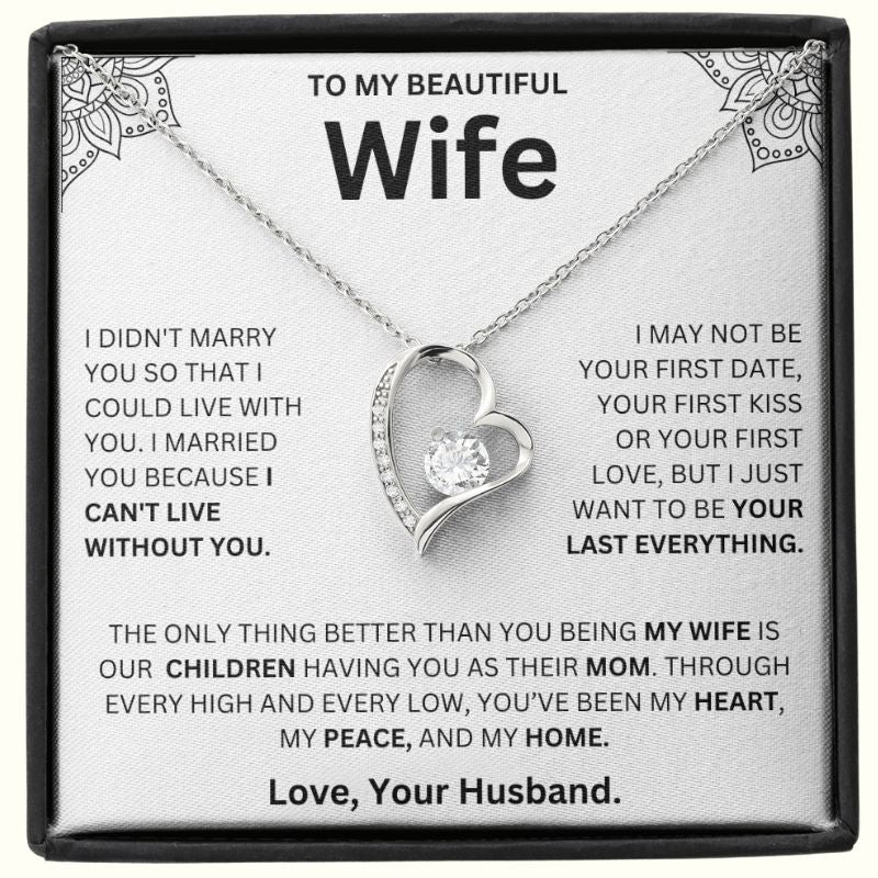 To My Wife - Can't Live Without You Necklace - Krestella