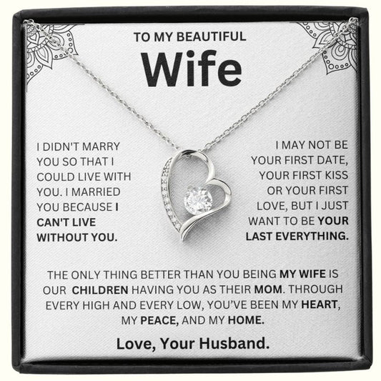 To My Wife - Can't Live Without You Necklace - Krestella
